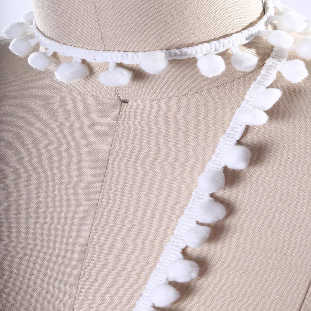 2 Yards White Large 1.25 Inch Soft Ball Pom Pom Trim Summer Fringe for Dresses Hats